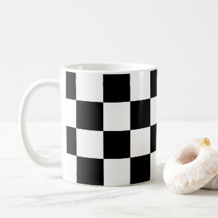 Kontrollerade rutor, svart och vit geometrisk åter kaffemugg
