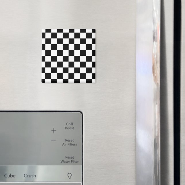 Kontrollerade rutor, svart och vit geometrisk refl magnet (In Situ (Fridge))