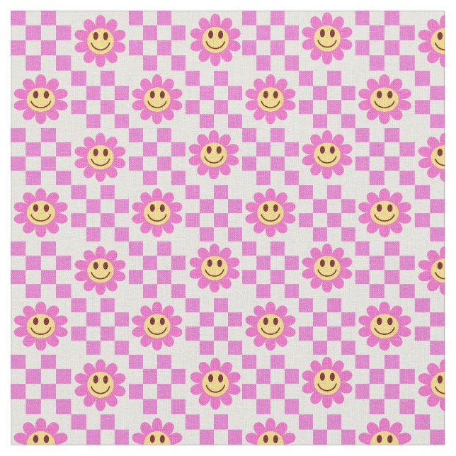 Kontrollerade Shock rosa Lutningsblommor med kvadr Tyg (Närbild)