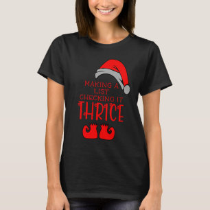 Kontrollerar den Thrice-jultomten Santa Hat Graphi T Shirt