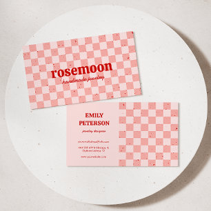 Kontrollerat Affärskort för Rosa Red Retro Visitkort