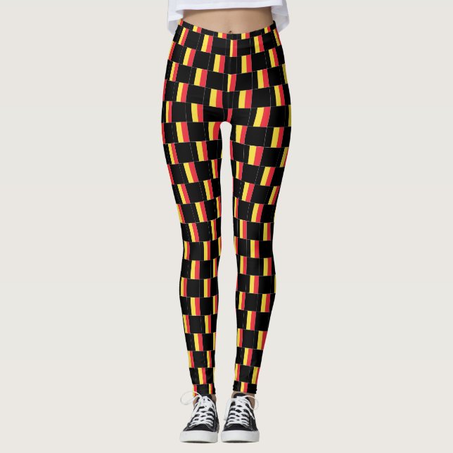 Kontrollerat Belgien Flagga Mönster Leggings (Framsida)