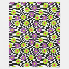 Kontrollerat blankprov med kalk och Lila blommor Fleecefilt