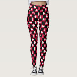 Kontrollerat Danmark Flagga Mönster Leggings