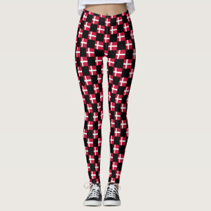 Kontrollerat Danmark Flagga Mönster Leggings