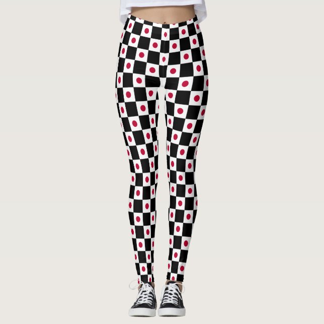 Kontrollerat Japan Flagga Mönster Leggings (Framsida)