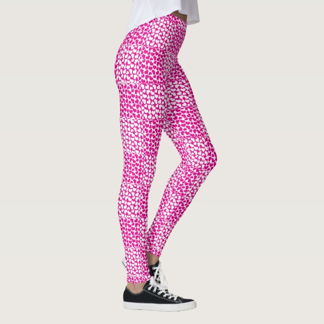 Kontrollerat Kärlek i Magenta och vitt Leggings (Höger)