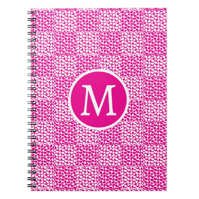 Kontrollerat Kärlek i Magenta och vitt monogram Anteckningsbok (Framsidan)