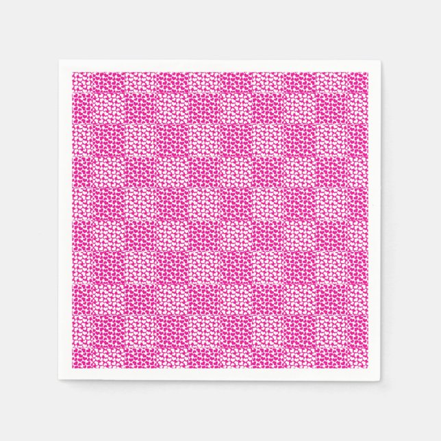 Kontrollerat Kärlek i Magenta och vitt Pappersservett (Framsidan)