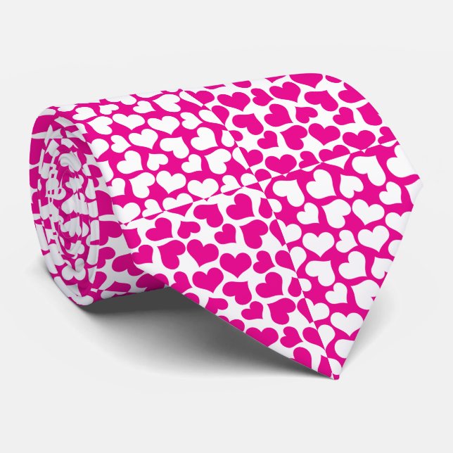 Kontrollerat Kärlek i Magenta och vitt Slips (Rullad)