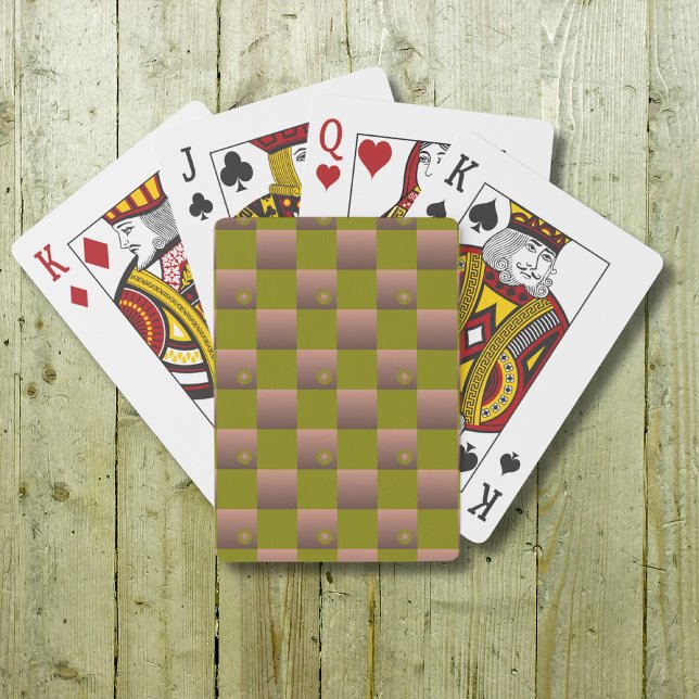 Kontrollerat mönster i brunt och oliv grönt casinokort (Skapare uppladdad)