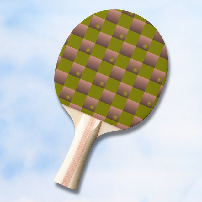 Kontrollerat mönster i brunt och oliv grönt pingisracket (Skapare uppladdad)