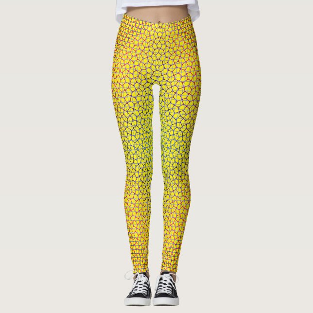 Kontrollerat Net mönster 01 BYellow BG Leggings (Framsida)