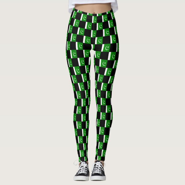 Kontrollerat Pakistan Flagga Mönster Leggings (Framsida)