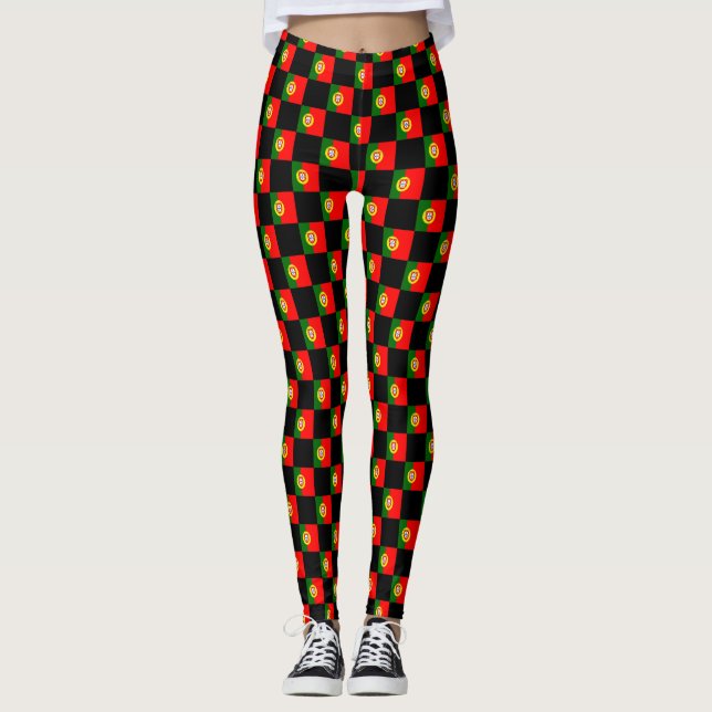 Kontrollerat Portugal Flagga Mönster Leggings (Framsida)