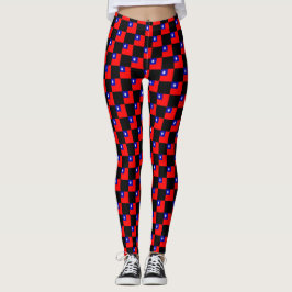 Kontrollerat Taiwan Flagga Mönster Leggings