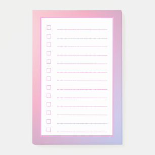 Kontrolllista över minimala övertoningar för Rosa Post-it Block