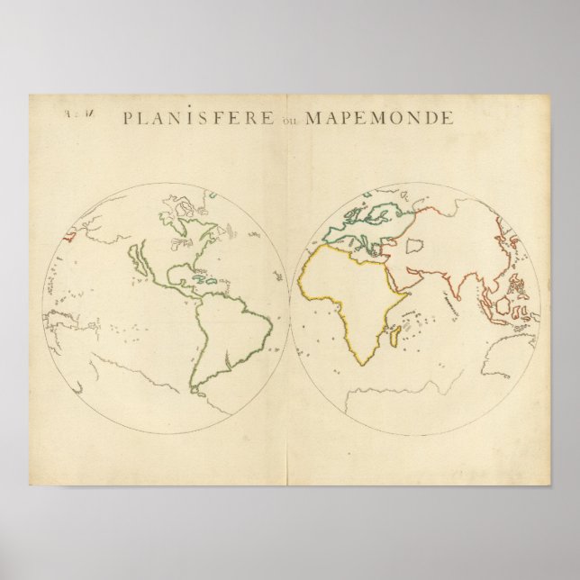 Kontur 2 för världskartan poster (Framsidan)