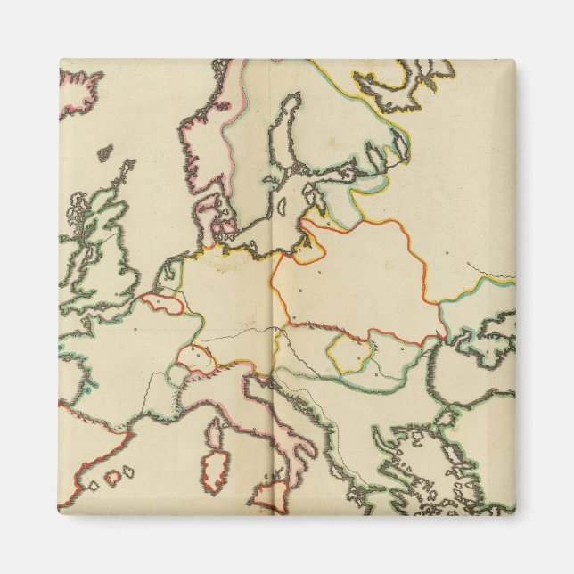 Kontur för Europa, bergsområden och floder Magnet (Framsidan)