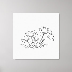 Kontur för svart och vit blomma canvastryck