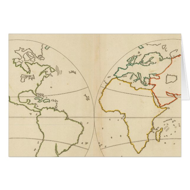 Kontur för världskarta hälsningskort (Framsidan Horizontal)