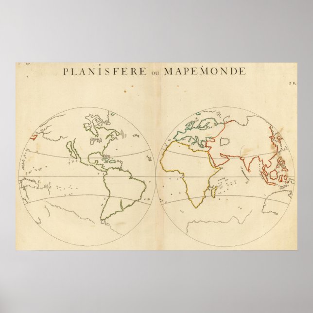 Kontur för världskarta poster (Framsidan)