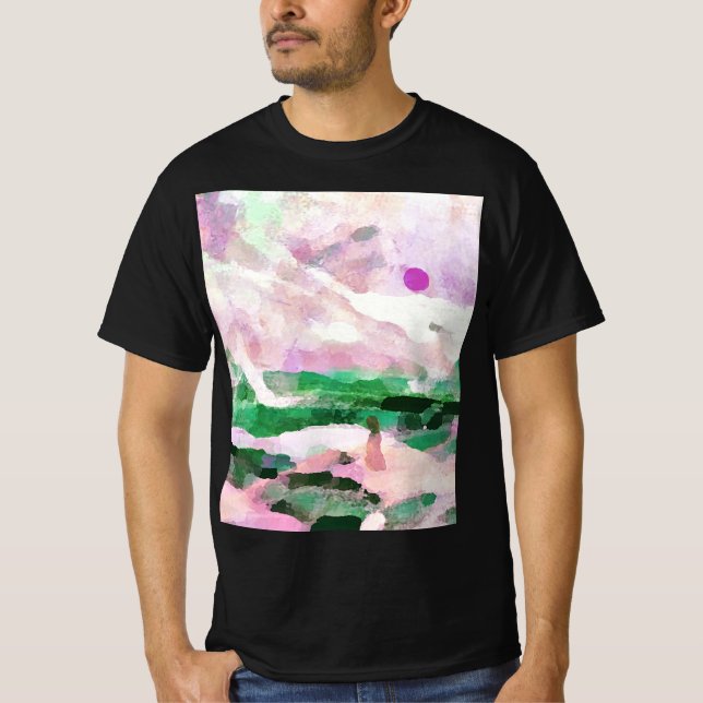 Kontur- och bergsfärger - Grönt T Shirt (Framsida)