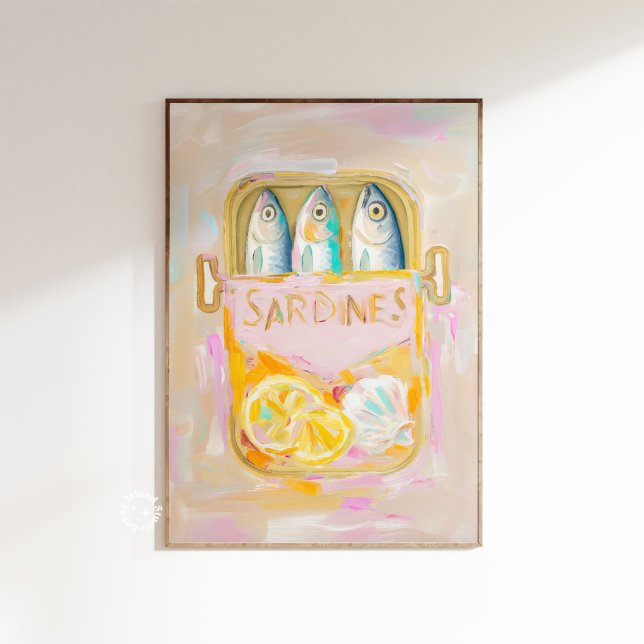 Konturavtryck av sardiner poster (sardines can wall painting print)