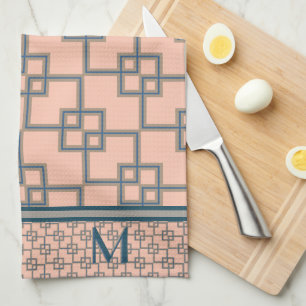 Konturdeöverlappande fyrkanter (monogrammed) kökshandduk
