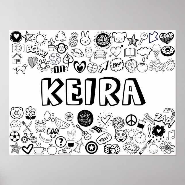 Konturdesign för "KEIRA" Färg-it-Yourself Poster (Framsidan)