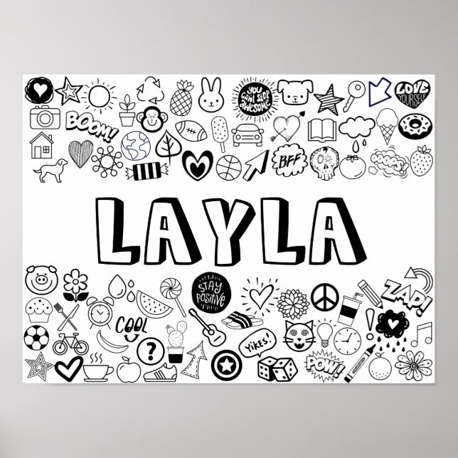 Konturdesign för LAYLA Färg-it-Yourself Poster (Framsidan)