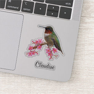 Konturera Rosa Flowers & Hummingbird Vinyl Sticker Klistermärken