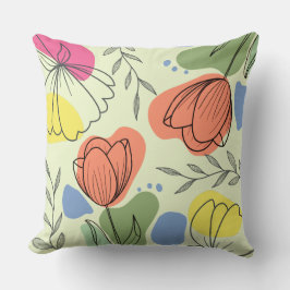 Konturerade blommor i Vår Dekorativ kudde