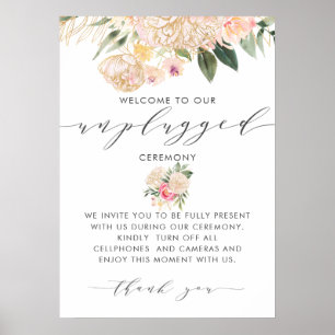 Konturerat blomsterkalligrafi utan pluggning Cerem Poster