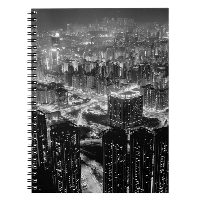 Konturfotografering av Hongkongs stad i kontrast Anteckningsbok (Framsidan)