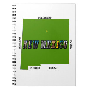 konturfototext för new mexico Karta Anteckningsbok Med Spiral