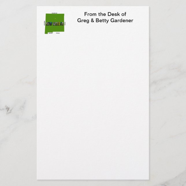 konturfototext för new mexico Karta Brevpapper (Framsida)