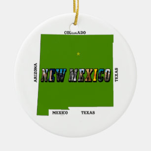 konturfototext för new mexico Karta Julgransprydnad Keramik