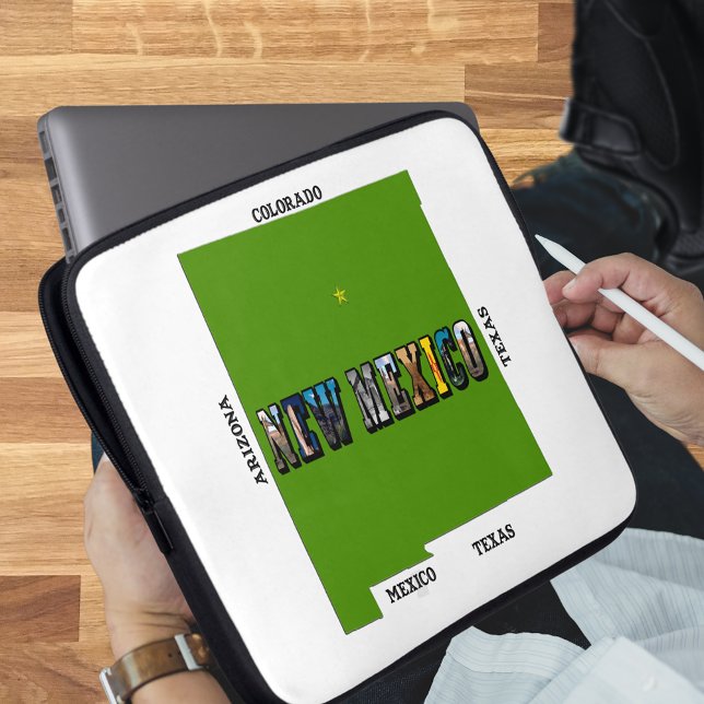 konturfototext för new mexico Karta Laptop Sleeve (New Mexico, USA Laptop Sleeve)