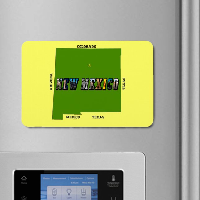 konturfototext för new mexico Karta Magnet (New Mexico Map Outline Photo Text Flexible Magnet)