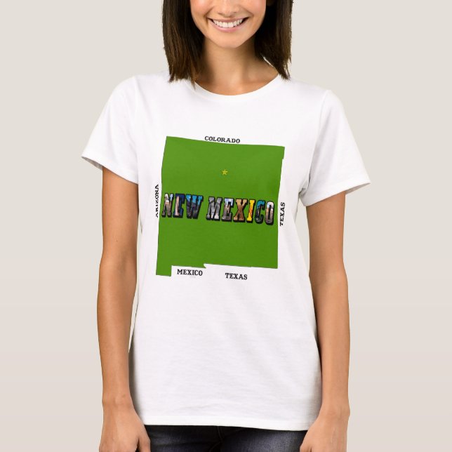 konturfototext för new mexico Karta Tee (Framsida)