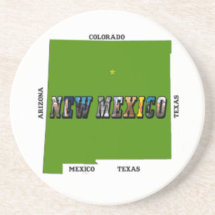 konturfototext för new mexico Karta Underlägg Sandsten