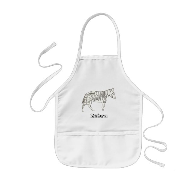Konturkonst - Teckning i en zebra, aproner Barnförkläde (Framsidan)