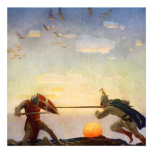 “Konung Arthurs och Sir Mordreds död” av NC Wyeth Fototryck