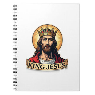 Konung Jesus Banner Vintage Gravyr T-shirt 2 Anteckningsbok