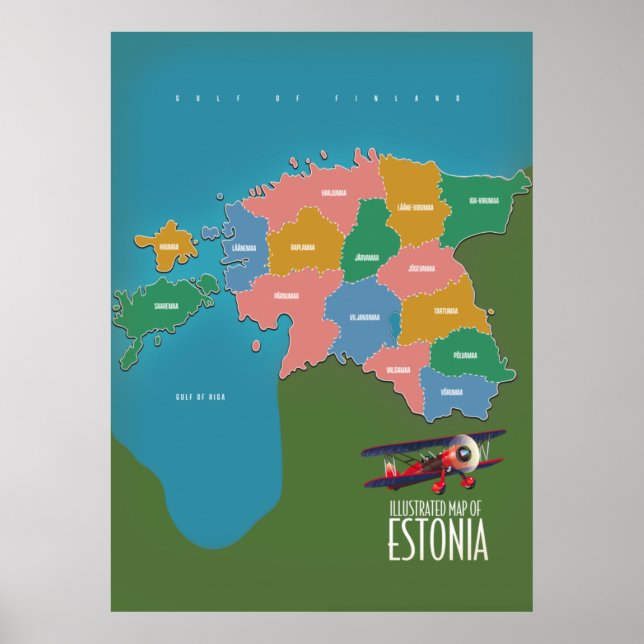 Konungariket Belgien vacker kartaffisch Poster (Framsidan)