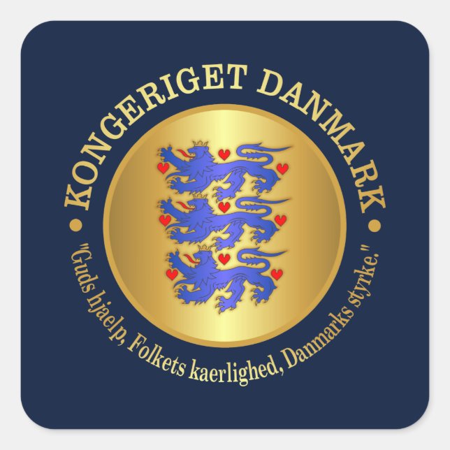 Konungariket Danmark Fyrkantigt Klistermärke (Framsida)