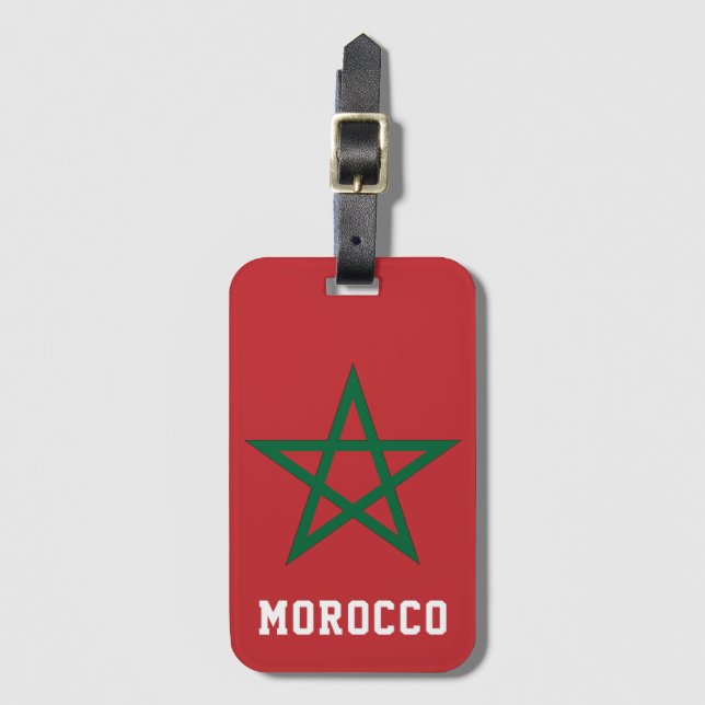 Konungariket Marocko, Flagga Red Grönt Star Morocc Bagagebricka (Framsida vertikal)