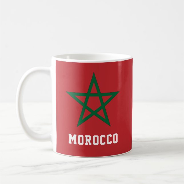 Konungariket Marocko, Flagga Red Grönt Star Morocc Kaffemugg (Vänster)