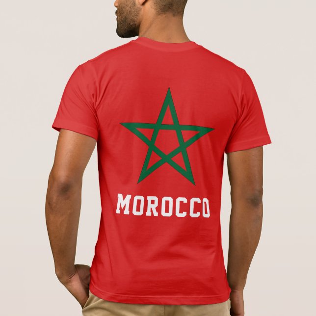 Konungariket Marocko, Flagga Red Grönt Star Morocc T Shirt (Baksida)